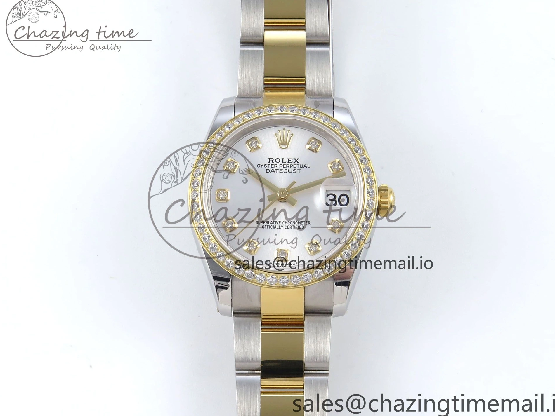 Rolex copies cheap SS 402 ETA YG Bracelet Steel 904L 1:1 ARF Silver OdorResistant 278383RBR Best DateJust Bezel Dial Diamonds 31 on Oyster Edition Diamonds 1103